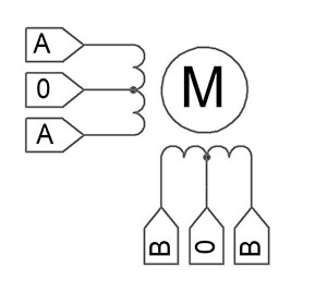 Схема шагового двигателя с шестью выводами