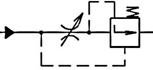 Схема двухлинейного регулятора расхода. Клапан разности давления установлен за дросселем